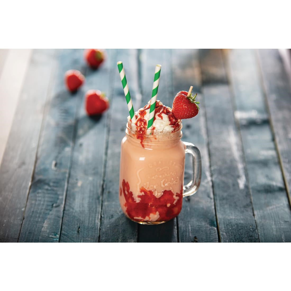 Fiesta Compostable Paper Straws Green Stripes (250 Pack)