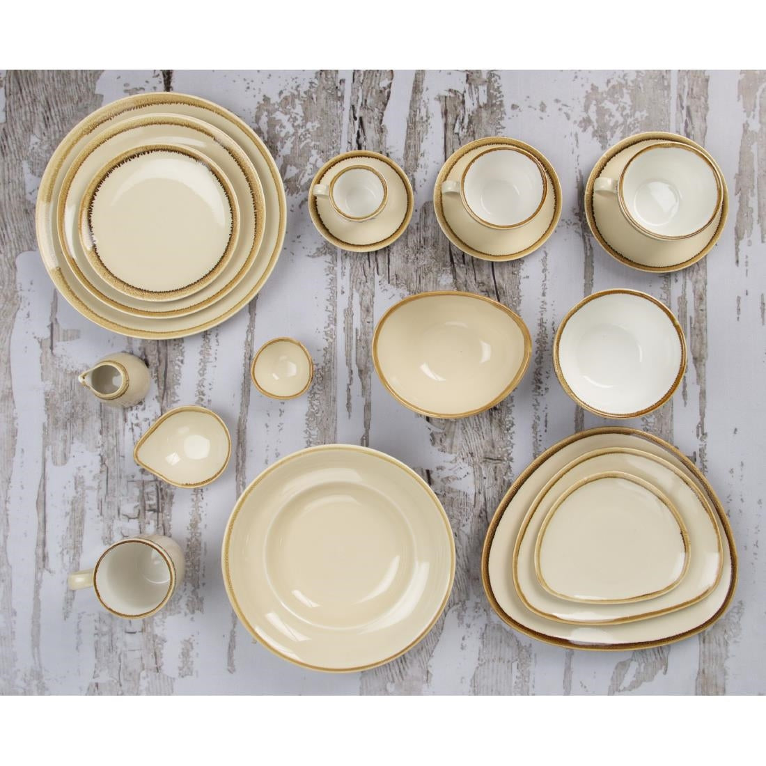 Olympia Kiln Sandstone Round Coupe Plates 180mm (6 Pack)