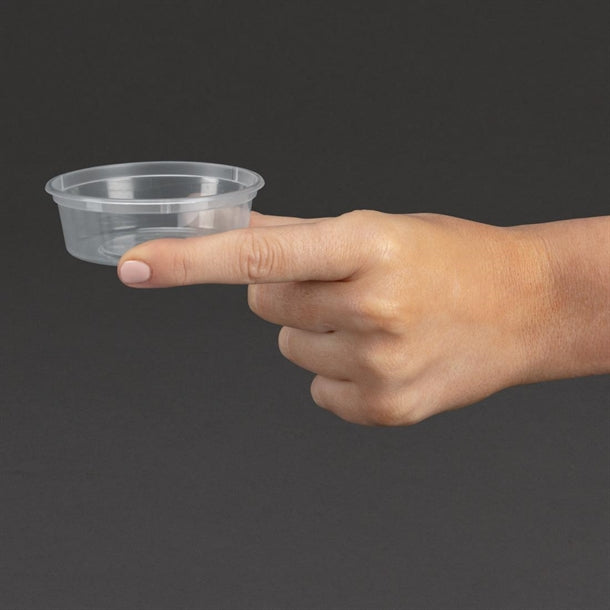 Fiesta Recyclable Plastic Microwavable Deli Pots 50ml / 1.75oz (100 pack)