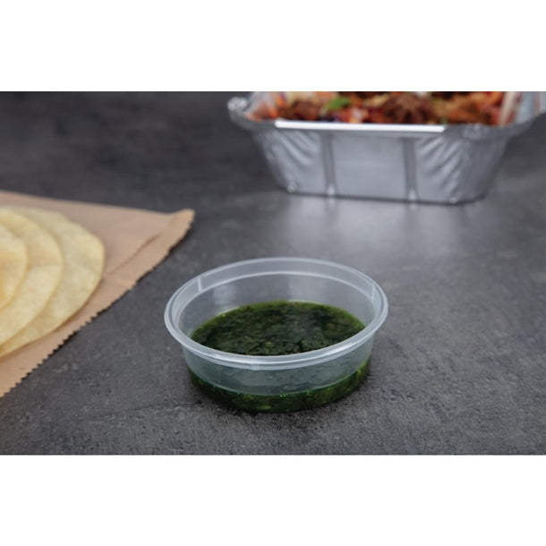 Fiesta Recyclable Plastic Microwavable Deli Pots 50ml / 1.75oz (100 pack)