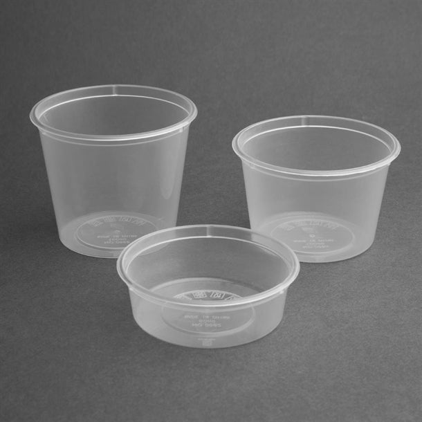 Fiesta Recyclable Plastic Microwavable Deli Pots 50ml / 1.75oz (100 pack)