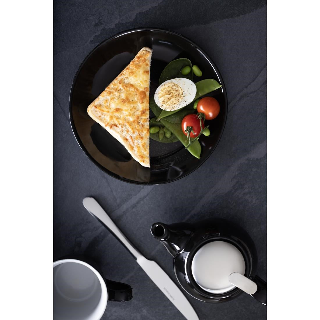 Olympia Cafe Coupe Plate Black - 200mm 8" (12 Pack)