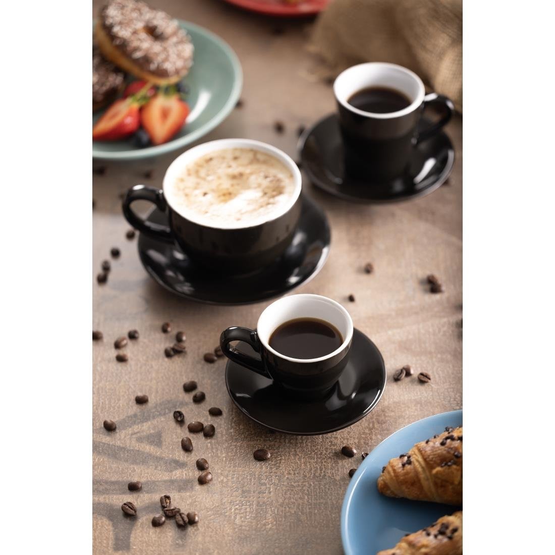 Olympia Cafe Flat White Cup Black - 170ml (12 Pack)