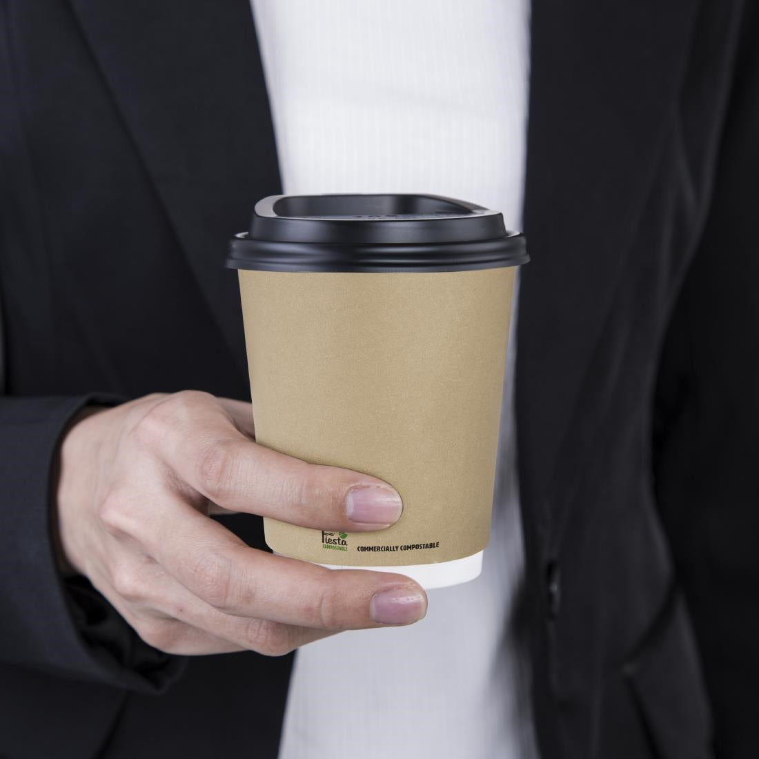 Fiesta Compostable Coffee Cups Double Wall 227ml / 8oz (25 Pack)