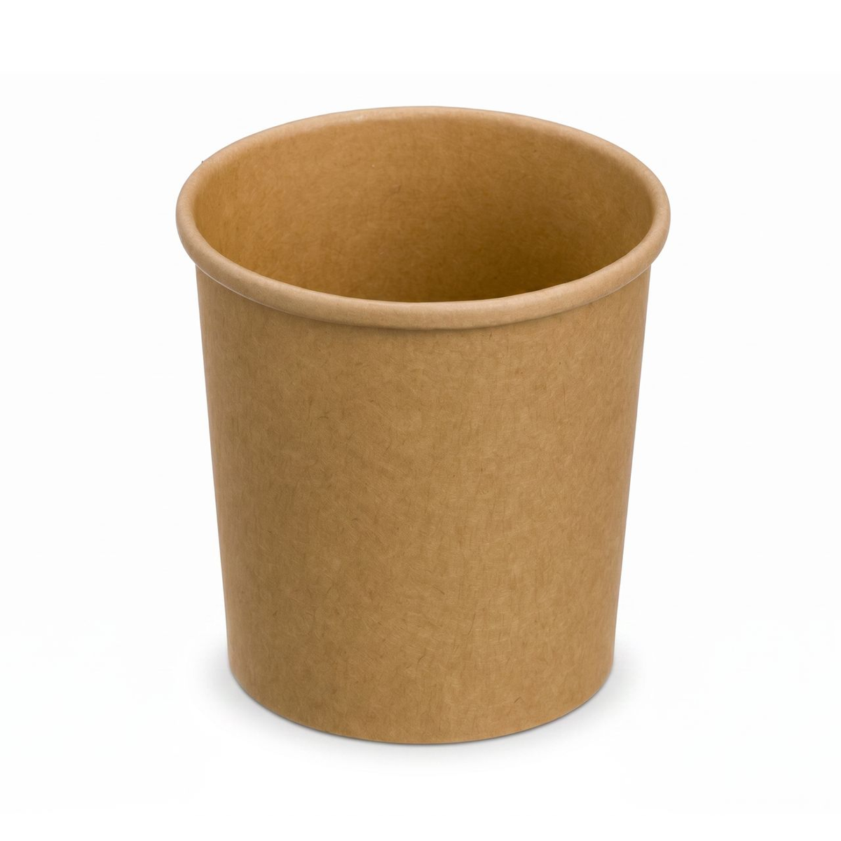 A plain brown paper round container.