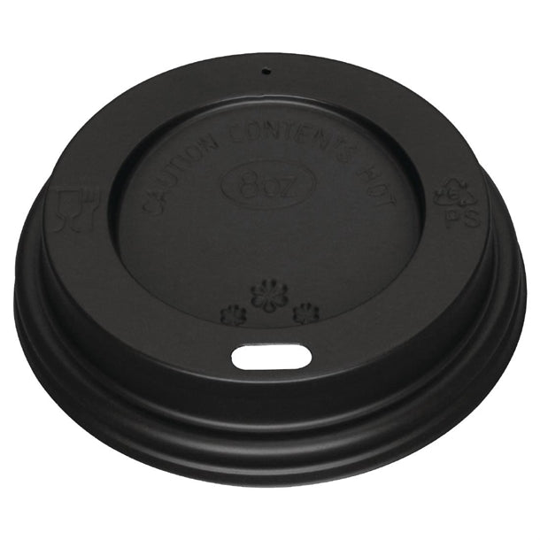 Fiesta Black Polystyrene Lids for 8oz Coffee Cups (1000 Pack)