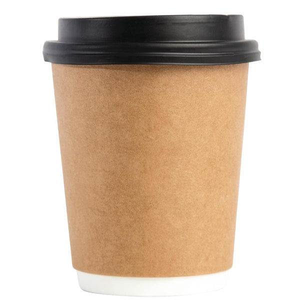 Fiesta Black Polystyrene Lids for 8oz Coffee Cups (50 Pack)