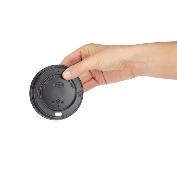 Fiesta Recyclable Coffee Cup Lids Black 340ml / 12oz & 455ml / 16oz (1000 Pack)