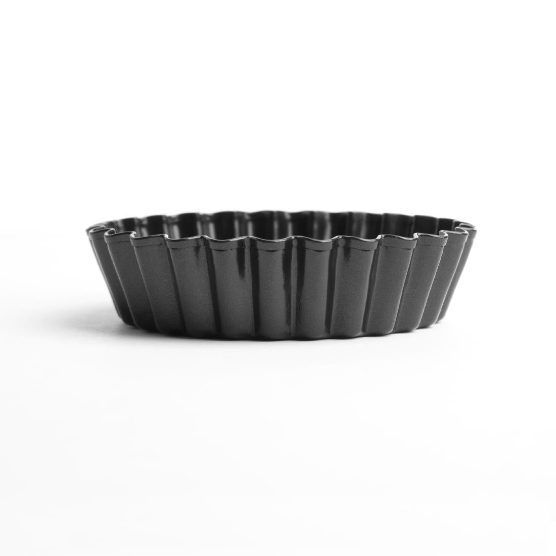 Vogue Non-Stick Mini Quiche Tin With Removable Base 80mm (3 pack)