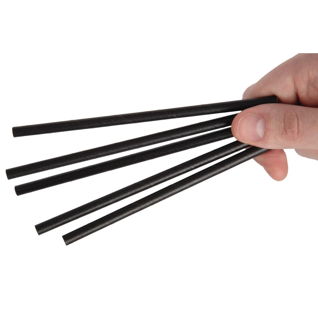 Fiesta Compostable Paper Cocktail Stirrer Straws Black (250 Pack)