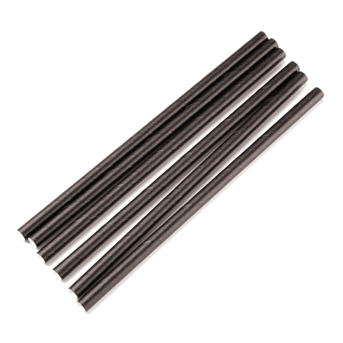 Fiesta Compostable Paper Cocktail Stirrer Straws Black (250 Pack)