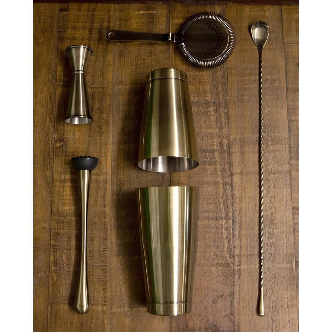 Beaumont Antique Brass Plated Banded Jigger 25ml/35ml/50ml