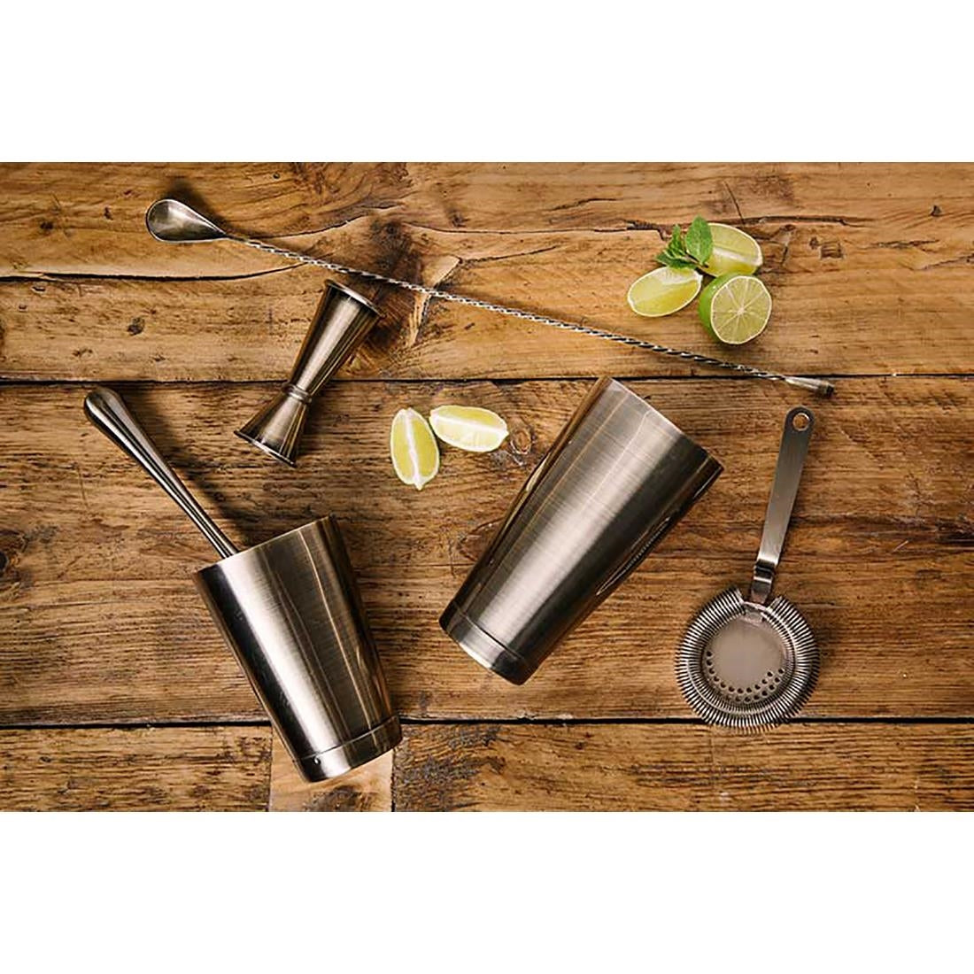 Beaumont Antique Brass Plated Curved Moscow Mule Mug 500ml