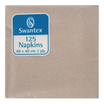Swantex Recycled Dinner Napkin Kraft 40x40cm 2ply 1/4 Fold (2000 pack)