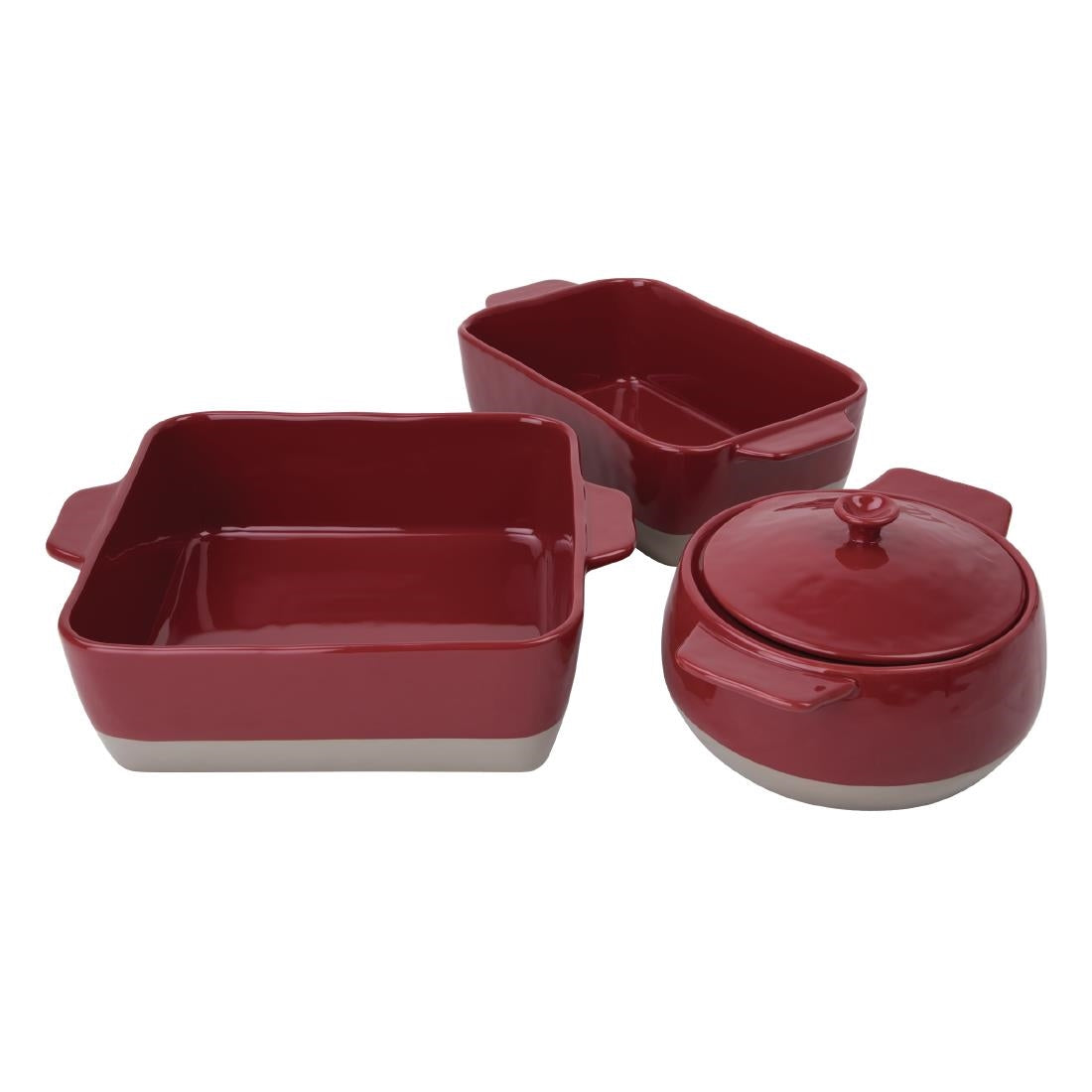 Olympia Red And Taupe Ceramic Roasting Dish