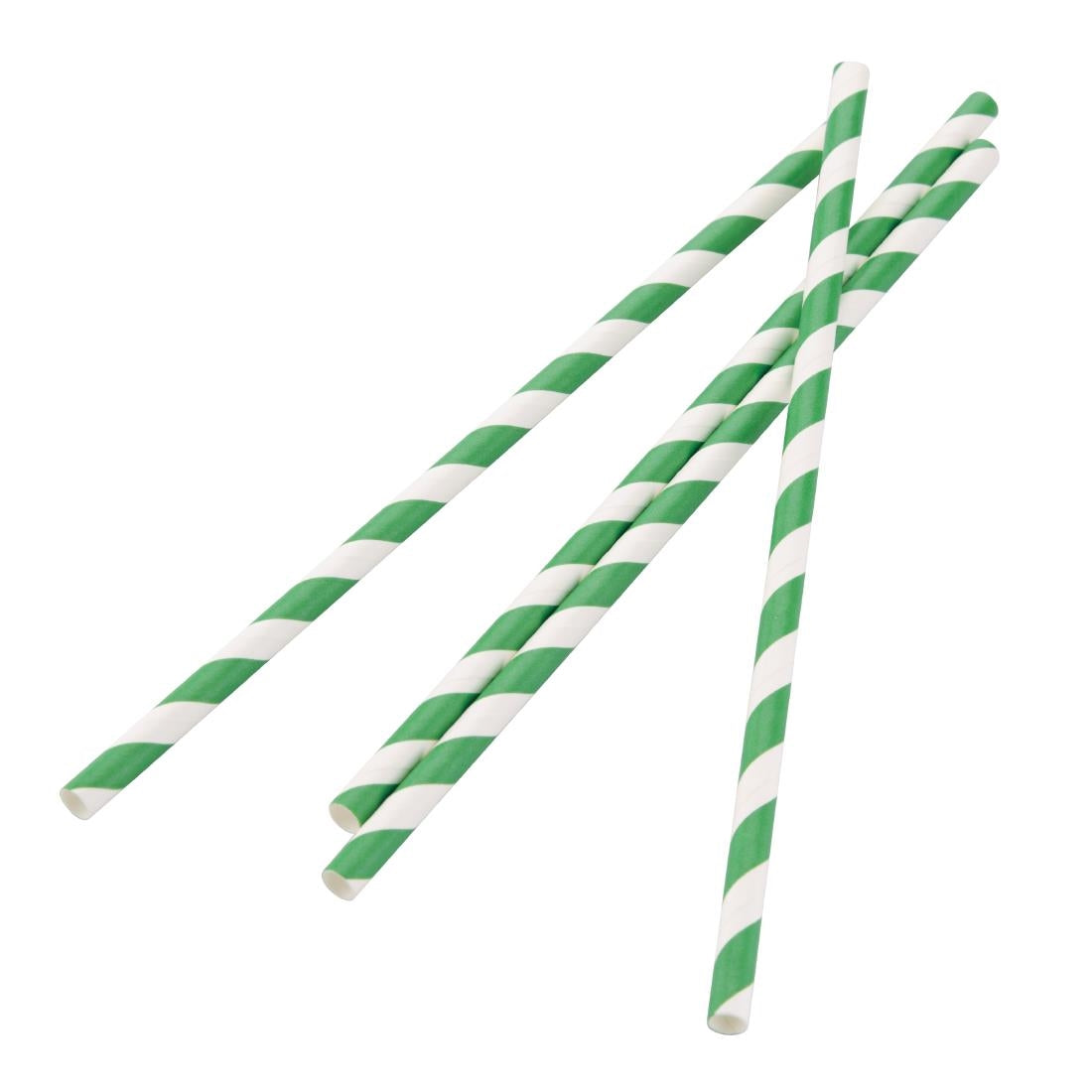Fiesta Compostable Paper Straws Green Stripes (250 Pack)