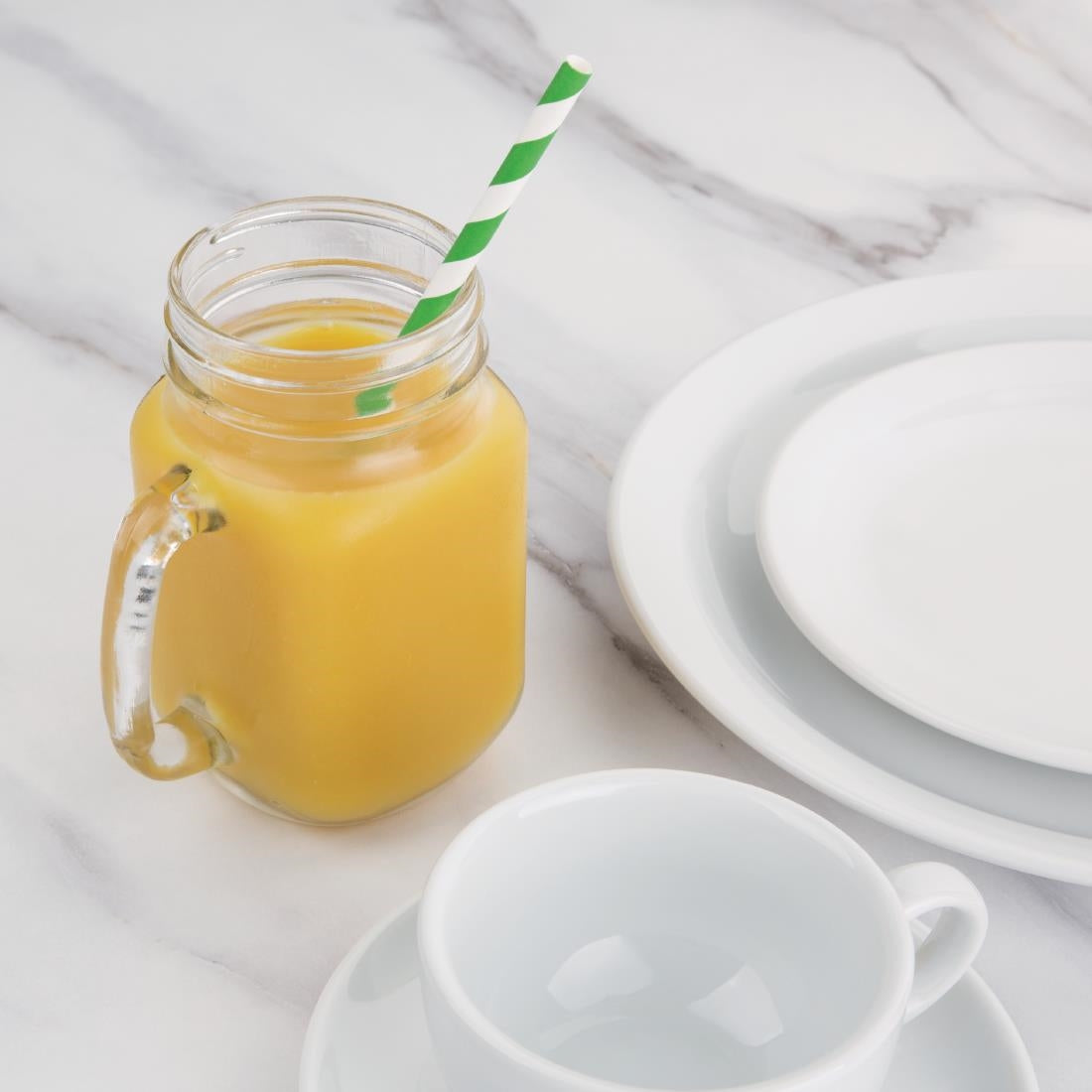 Fiesta Compostable Paper Straws Green Stripes (250 Pack)