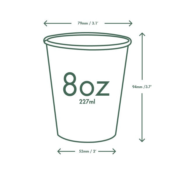 Vegware White Hot Cup, 79-Series 8oz - Pack Of 1000