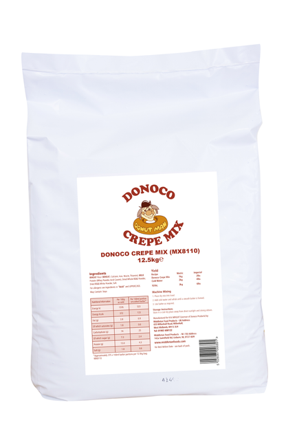 2.5kg bag of Donoco Crepe Mix for making light, golden crepes in professional kitchens and catering use.