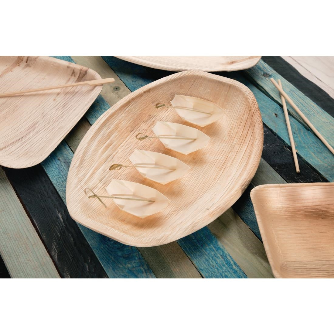 Fiesta Compostable Wooden Sushi Boats Small 80mm (100 pack)