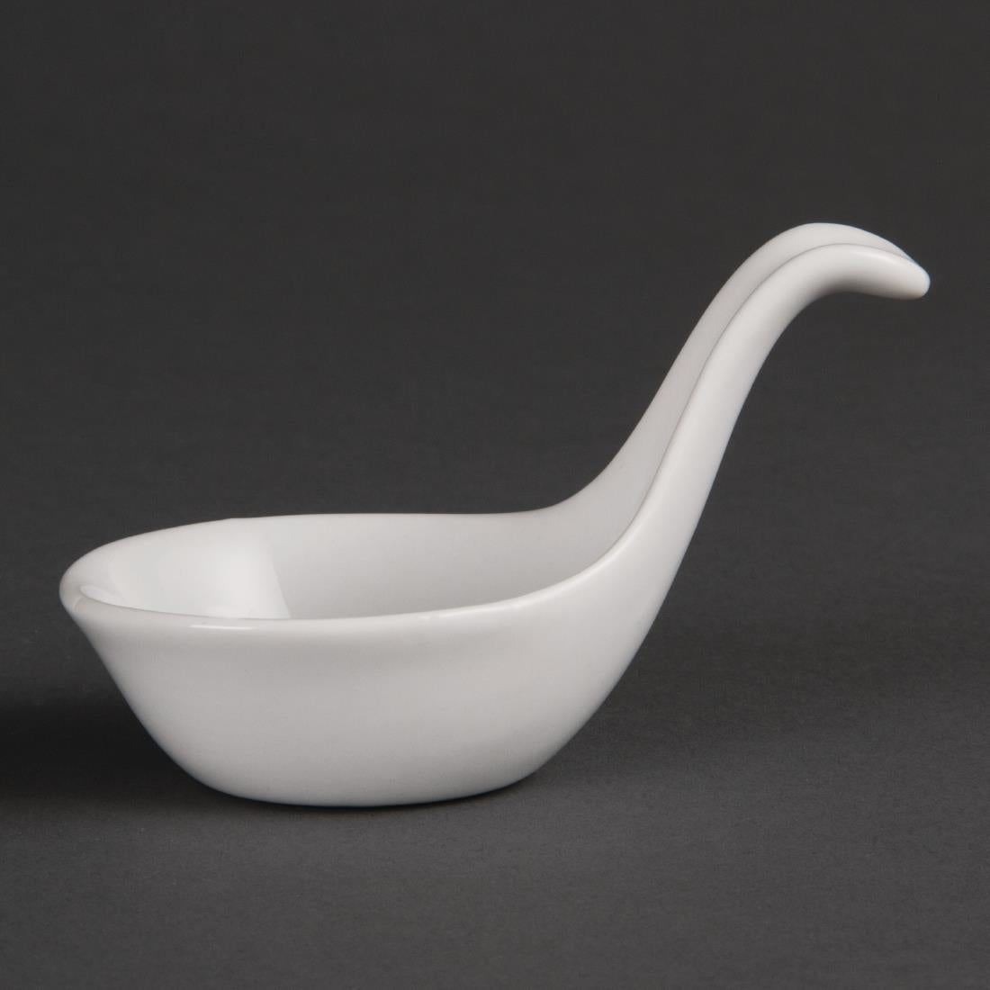 Olympia Whiteware Miniature Spoon Shape Dipping Bowls 57x 57mm (12 Pack)
