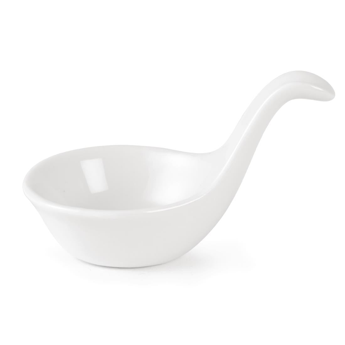 Olympia Whiteware Miniature Spoon Shape Dipping Bowls 57x 57mm (12 Pack)