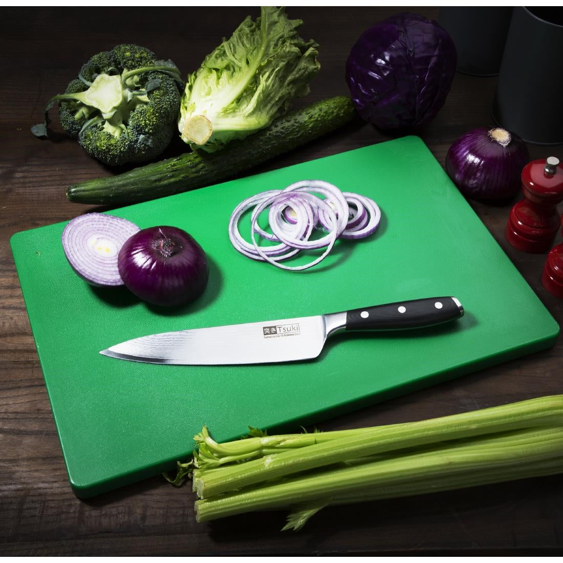 Hygiplas Thick Low Density Green Chopping Board 450x300x20mm