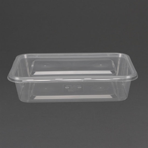 Fiesta Recyclable Plastic Microwavable Containers with Lid Small 500ml (250 Pack)