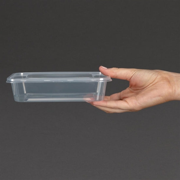 Fiesta Recyclable Plastic Microwavable Containers with Lid Small 500ml (250 Pack)