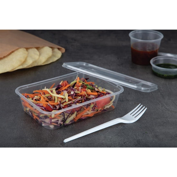 Fiesta Recyclable Plastic Microwavable Containers with Lid Small 500ml (250 Pack)