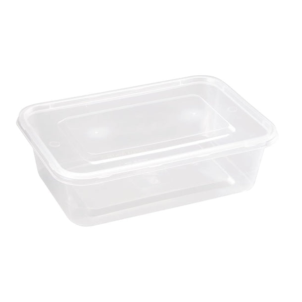 Fiesta Recyclable Plastic Microwavable Containers with Lid Medium 650ml (250 Pack)