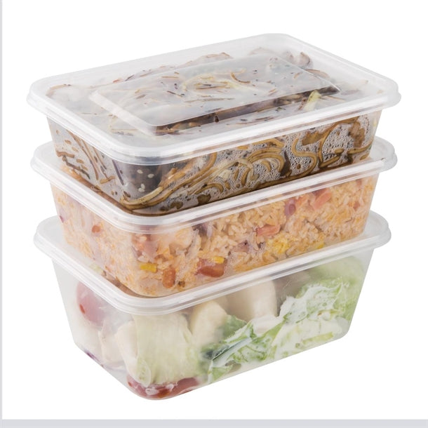 Fiesta Recyclable Plastic Microwavable Containers with Lid Medium 650ml (250 Pack)
