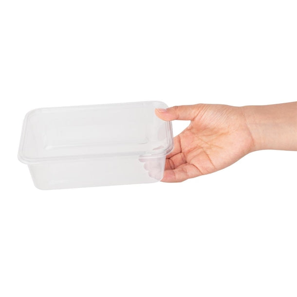Fiesta Recyclable Plastic Microwavable Containers with Lid Medium 650ml (250 Pack)