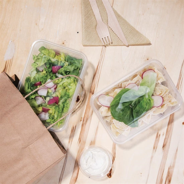 Fiesta Recyclable Plastic Microwavable Containers with Lid Medium 650ml (250 Pack)