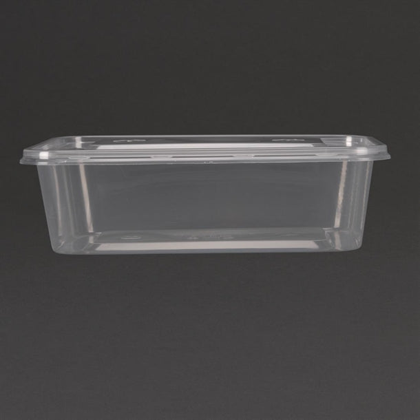 Fiesta Recyclable Plastic Microwavable Containers with Lid Medium 650ml (250 Pack)