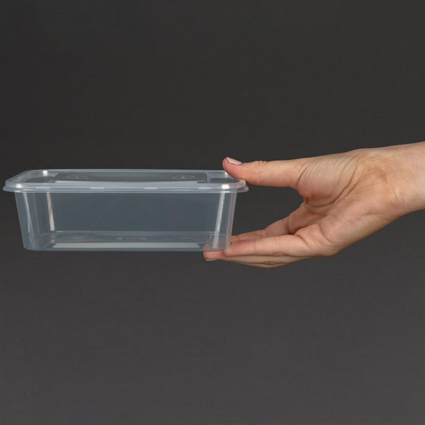 Fiesta Recyclable Plastic Microwavable Containers with Lid Medium 650ml (250 Pack)