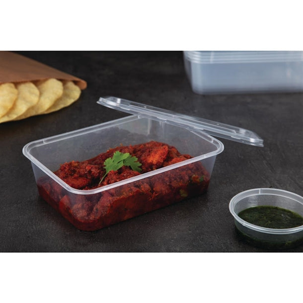 Fiesta Recyclable Plastic Microwavable Containers with Lid Medium 650ml (250 Pack)