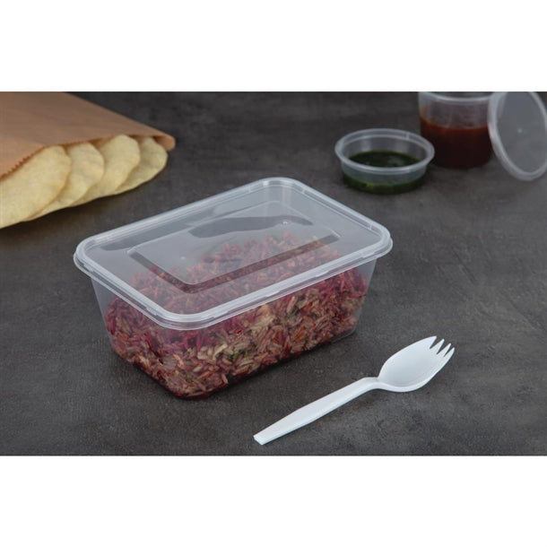 Fiesta Recyclable Plastic Microwavable Containers with Lid Large 1000ml (250 Pack)