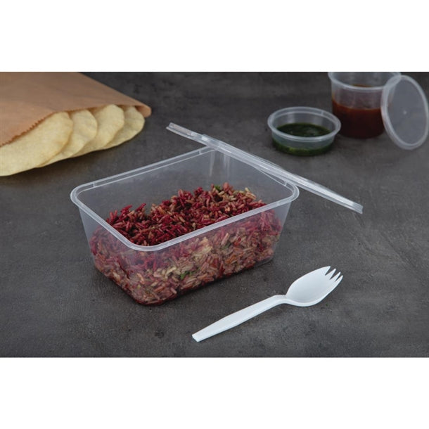 Fiesta Recyclable Plastic Microwavable Containers with Lid Large 1000ml (250 Pack)