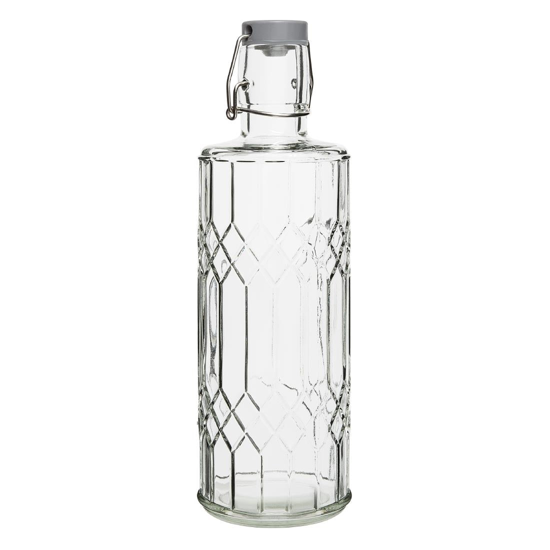 Olympia Geo Glass Water Bottle with Stopper 1Ltr (6 Pack)