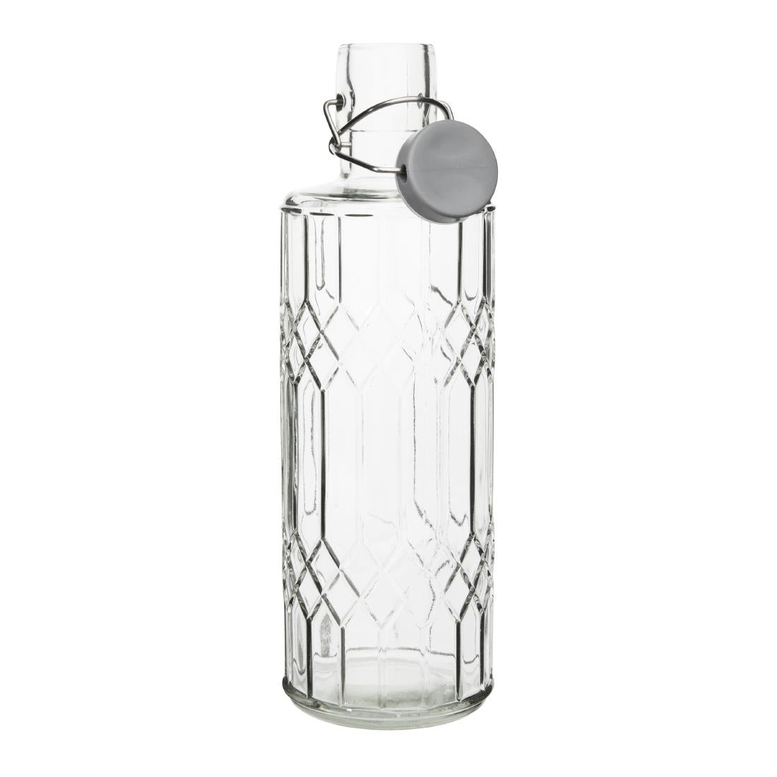 Olympia Geo Glass Water Bottle with Stopper 1Ltr (6 Pack)