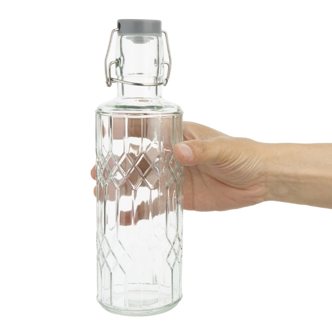Olympia Geo Glass Water Bottle with Stopper 640ml (6 Pack)