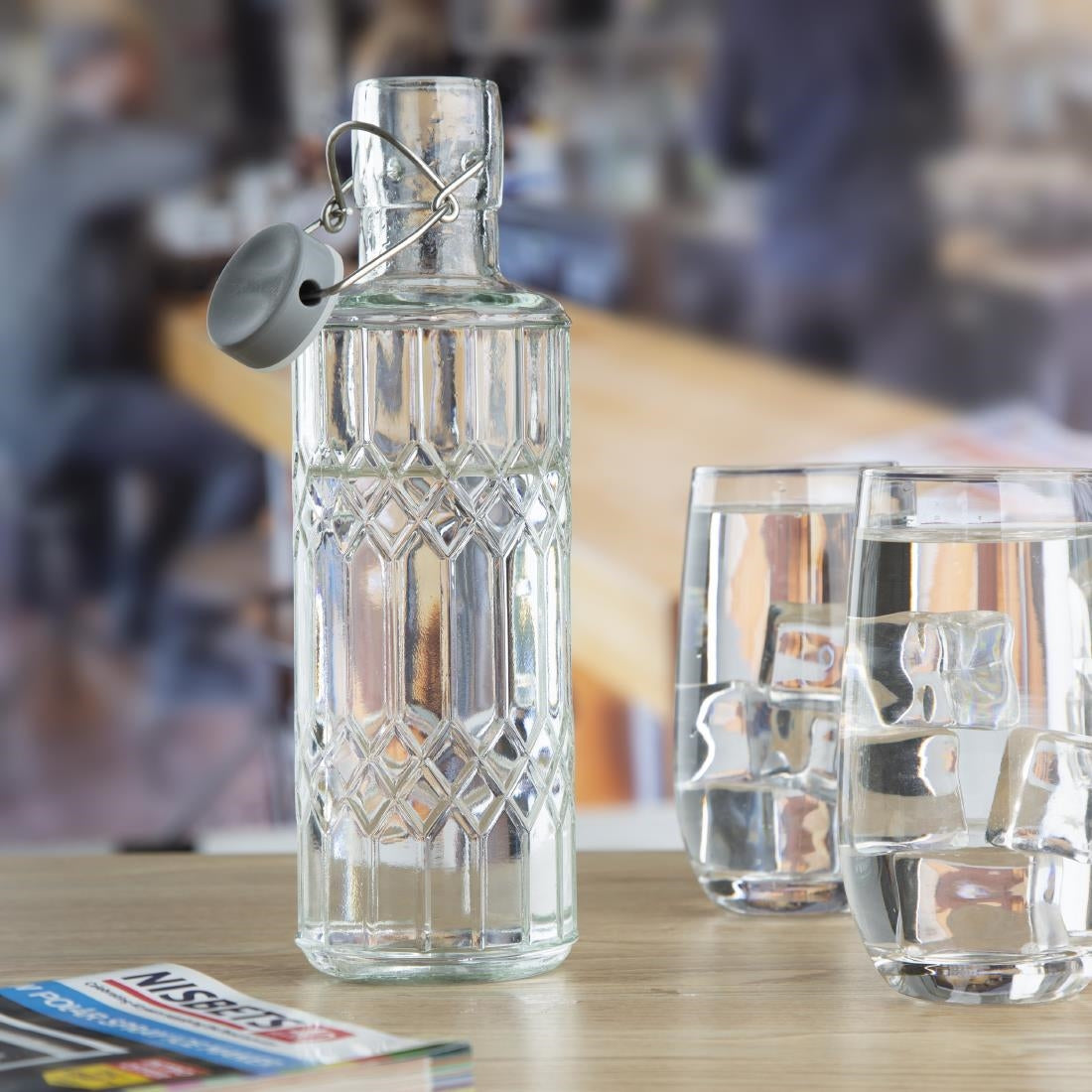 Olympia Geo Glass Water Bottle with Stopper 640ml (6 Pack)