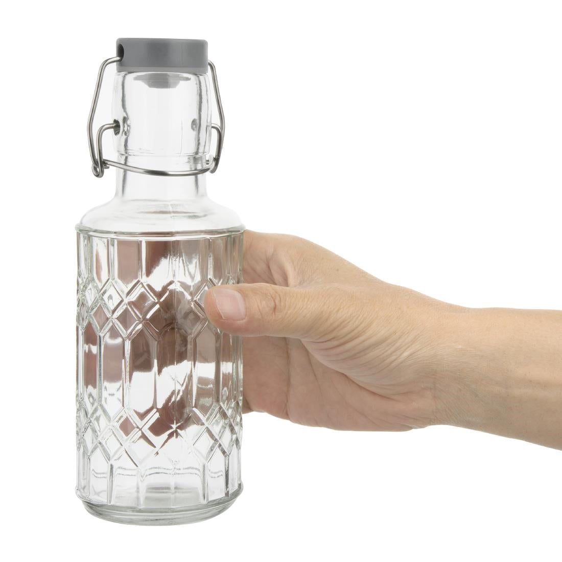 Olympia Geo Glass Water Bottle with Stopper 380ml (6 Pack)