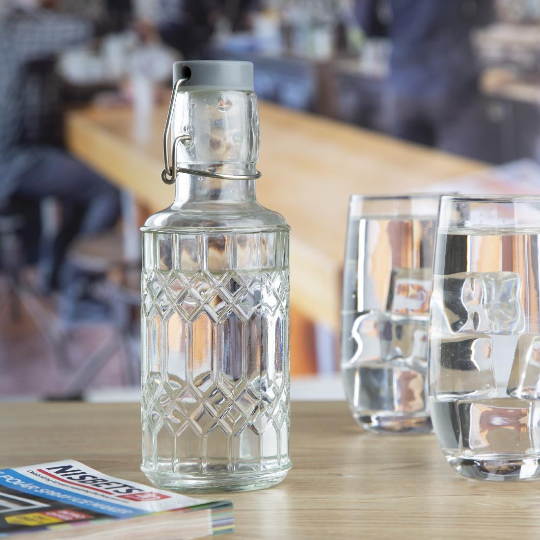 Olympia Geo Glass Water Bottle with Stopper 380ml (6 Pack)