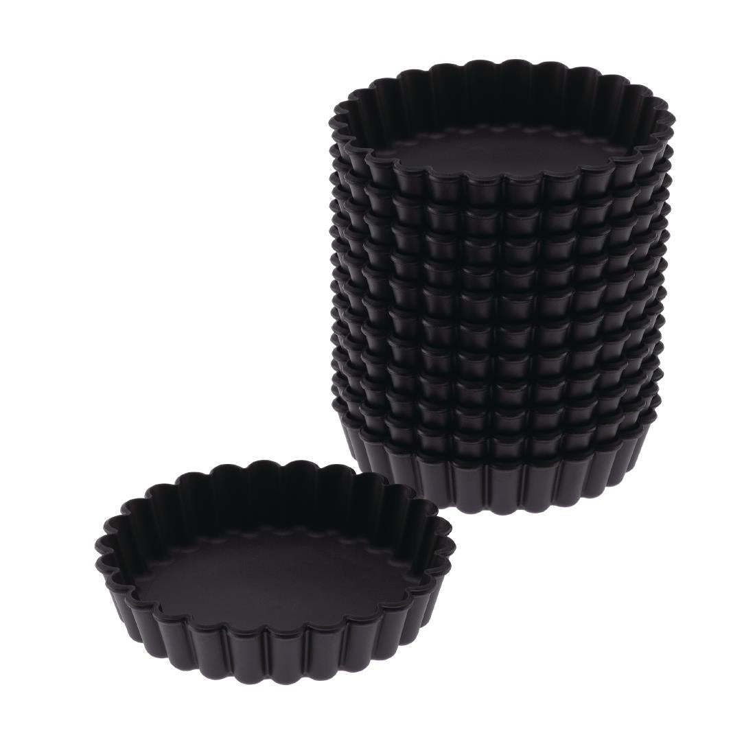 Matfer Bourgeat Exoglass Round Fluted Tartlet Mould 100mm (12 pack)
