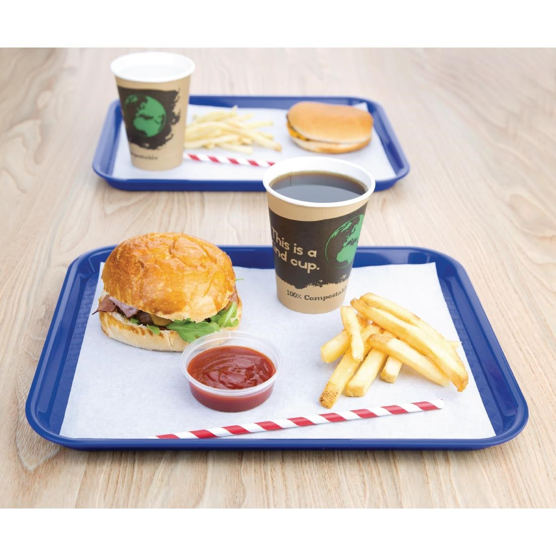 Olympia Kristallon Polypropylene Fast Food Tray Blue Small 345mm