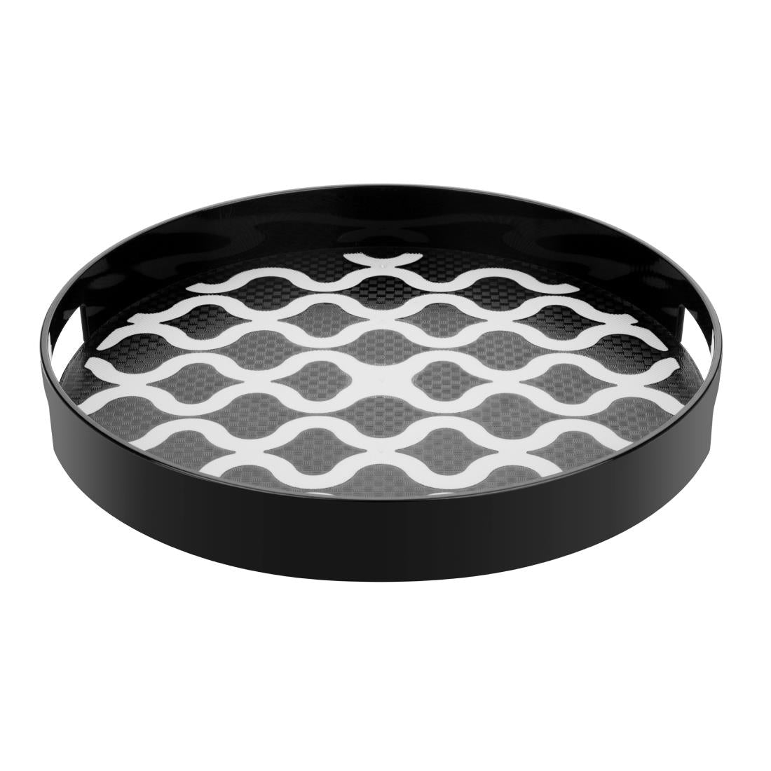 Olympia Kristallon PC Round Non Slip Tray with Handles 300mm