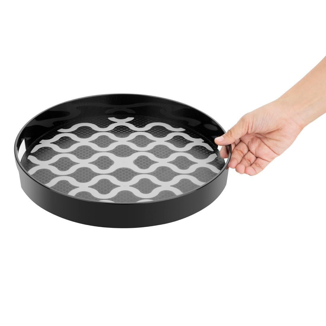 Olympia Kristallon PC Round Non Slip Tray with Handles 300mm
