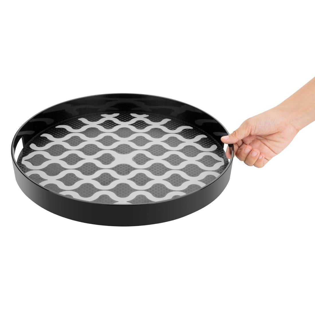 Olympia Kristallon PC Round Non Slip Tray With Handles 355mm